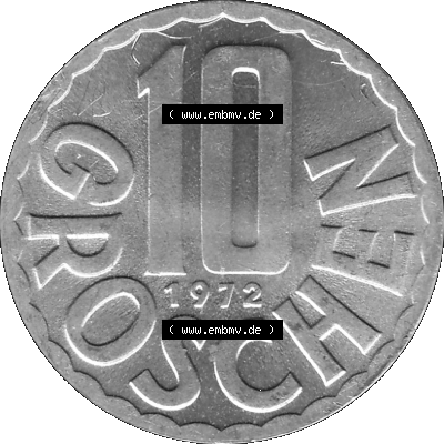 10 / Zehn Groschen Österreich in s/w Schwarzweiß bzw. Graustufen Farbgebung von Scanner transparenten PNG 1951-2001, 10 Groschen... Sammlung
