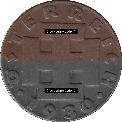 2 / Zwei Groschen Österreich in original Farbgebung von Scanner transparenten PNG 1925-1938, 2 Zwei Groschen, Krückenkreuz 1930... Sammlung