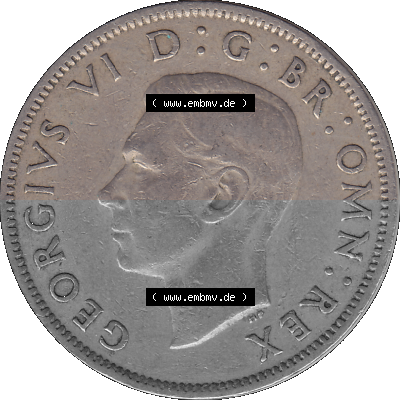 Alte Münze Großbritannien, Bild in Farbe bzw. Color PNG-Grafik, Umlaufmünze aus dem Zeitraum 1949-1951, 2 Schilling-Florin,... Sammlung