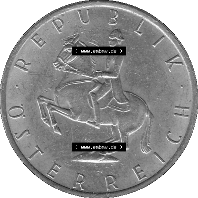 5 / Fünf Schilling Österreich in s/w Schwarzweiß bzw. Graustufen Farbgebung von Scanner transparenten PNG 1968-2001, 5 Schilling... Sammlung