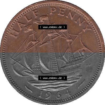 Großbritannien Umlaufmünze Half Penny, 1/2 Pence 1954-1970, Half Penny, Halber Pence 1964 (Stück 1), Elisabeth II. - Schriftzug... Sammlung