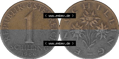 Österreich 1 / Ein Schilling 1959-2001, 1 Schilling 1960 (Stück 1), Ein Shilling Edelweiß Sammlung