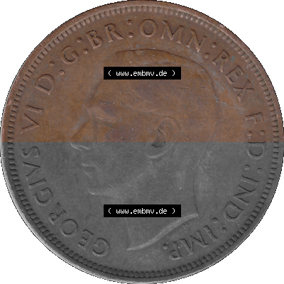 Großbritannien Umlaufmünze 1937-1948, 1 One Penny 1945 (Stück 1), George VI, GEORGIVS VI DGBROMNREX FDINDIMP. HP Sammlung