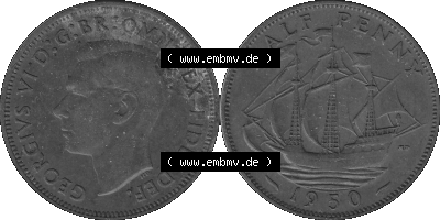 Großbritannien Umlaufmünze Half Penny 1949-1952, Half Penny 1950 (Stück 1), George VI. GEORGIVS VI D-G-BR-OMN-REX FIDEI DEF.HP... Sammlung
