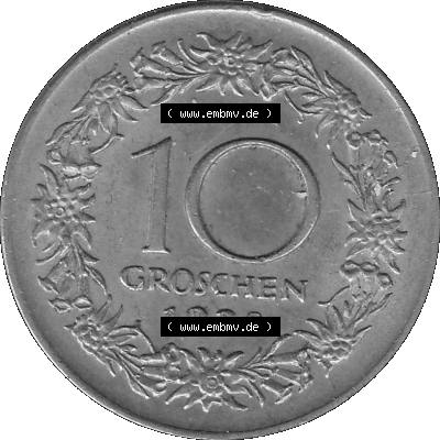 10 / Zehn Groschen Österreich in s/w Schwarzweiß bzw. Graustufen Farbgebung von Scanner transparenten PNG 1925-1929, 10 Groschen... Sammlung