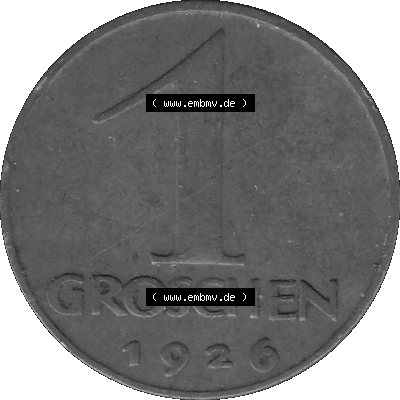 1 / Ein Groschen Österreich in s/w Schwarzweiß bzw. Graustufen Farbgebung von Scanner transparenten PNG 1925-1938, 1-Ein Groschen,... Sammlung