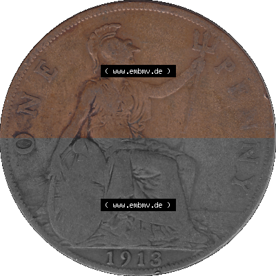 Großbritannien Umlaufmünze One Penny, 1 Pence 1911-1926, 1 One Penny, 1913 (Stück 1), George V, B.M. GEORGIVS V DEI GRABRITTOMNREX... Sammlung