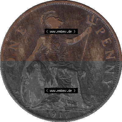 Großbritannien Umlaufmünze One Penny, 1 Pence 1911-1926, 1 One Penny, 1917 (Stück 1), George V, B.M. GEORGIVS V DEI GRABRITTOMNREX... Sammlung
