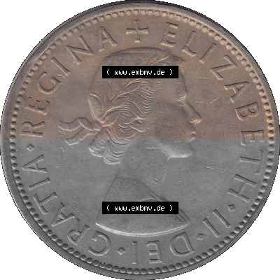 Alte Münze Großbritannien, Bild in Farbe bzw. Color PNG-Grafik, Umlaufmünze aus dem Zeitraum 1954-1970, 2 Schilling-Florin,... Sammlung