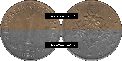 Österreich 1 / Ein Schilling 1959-2001, 1 Schilling 1990 (Stück 1) Sammlung