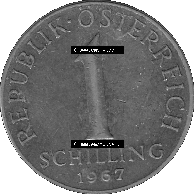 Österreich 1 / Ein Schilling in Graustufen 1959-2001, 1 Schilling 1967 (Stück 1), Ein Shilling Edelweiß Graustufen Sammlung