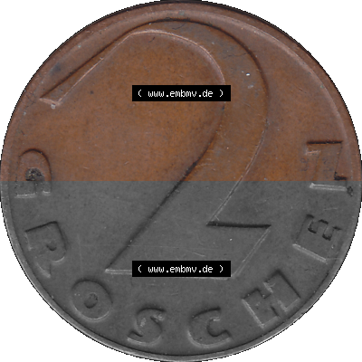 2 / Zwei Groschen Österreich in original Farbgebung von Scanner transparenten PNG 1925-1938, 2 Zwei Groschen, Krückenkreuz 1928... Sammlung