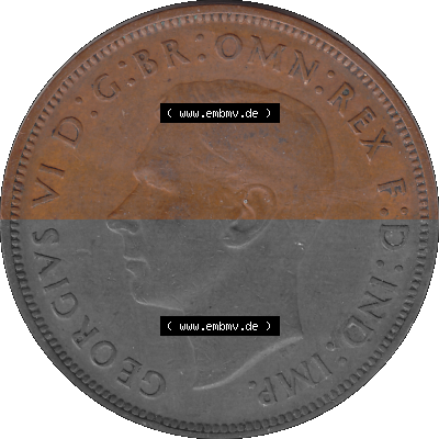 Großbritannien Umlaufmünze 1937-1948, 1 One Penny 1948 (Stück 2) , George VI, GEORGIVS VI DGBROMNREX FDINDIMP. HP Sammlung