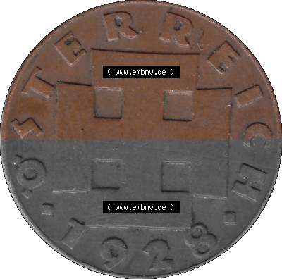 2 / Zwei Groschen Österreich in original Farbgebung von Scanner transparenten PNG 1925-1938, 2 Zwei Groschen, Krückenkreuz 1928... Sammlung