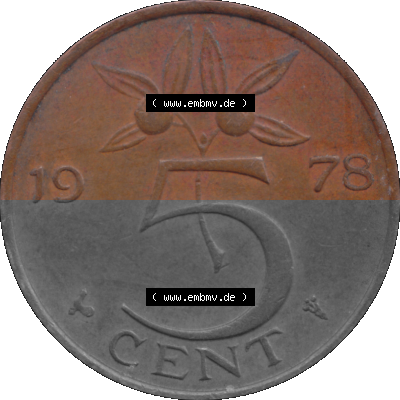 Alte Münze Niederlande in Farbe 1950-1980, 5 Cent Königin Juliana 1978 Sammlung