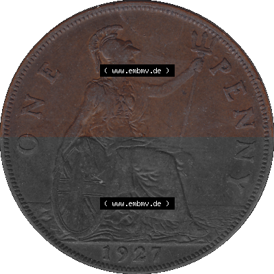 Großbritannien Umlaufmünze One Penny, 1 Pence 1927-1927, 1 One Penny, 1927 (Stück 1), George V, BM GEORGIVS V DEI GRABRITTOMNREX... Sammlung