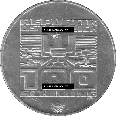 100 / Einhundert Schilling Österreich in s/w Schwarzweiß bzw. Graustufen Farbgebung von Scanner transparenten PNG 1976-1976,... Sammlung