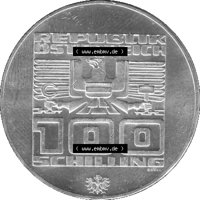 100 / Einhundert Schilling Österreich in s/w Schwarzweiß bzw. Graustufen Farbgebung von Scanner transparenten PNG 1976-1976,... Sammlung