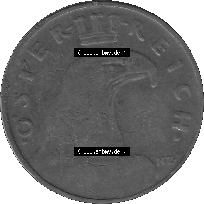 1 / Ein Groschen Österreich in s/w Schwarzweiß bzw. Graustufen Farbgebung von Scanner transparenten PNG 1925-1938, 1-Ein Groschen,... Sammlung