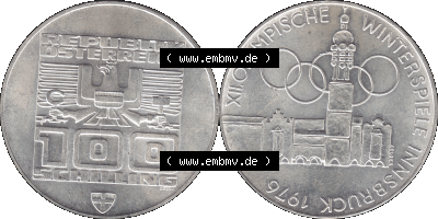 100 / Einhundert Schilling Österreich auf original farbigen transparenten PNG-Bild 1976-1976, 100 Hundert Schilling, Altes Rathaus... Sammlung
