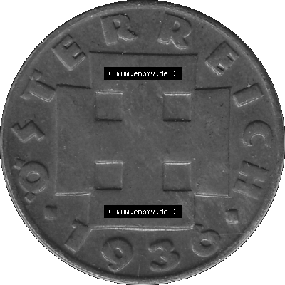 2 / Zwei Groschen Österreich in s/w Schwarzweiß bzw. Graustufen Farbgebung von Scanner transparenten PNG 1925-1938, 2 Zwei Groschen,... Sammlung