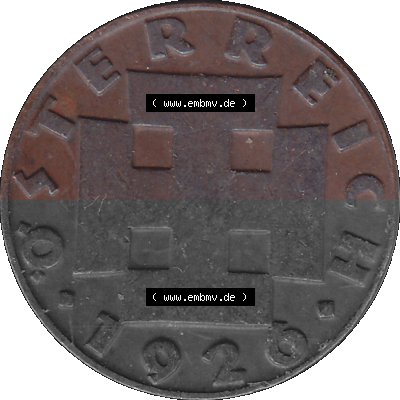 2 / Zwei Groschen Österreich in original Farbgebung von Scanner transparenten PNG 1925-1938, 2 Zwei Groschen, Krückenkreuz 1926... Sammlung