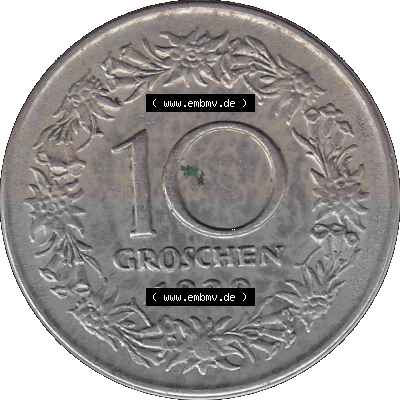 10 / Zehn Groschen Österreich in original Farbgebung von Scanner transparenten PNG 1925-1929, 10 Groschen 1929 (Stück 1), VS... Sammlung
