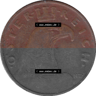 1 / Ein Groschen Österreich in original Farbgebung von Scanner transparenten PNG 1925-1938, 1-Ein Groschen, Adlerkopf mit Mauerkrone... Sammlung