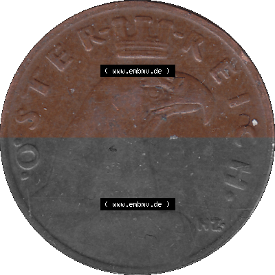1 / Ein Groschen Österreich in original Farbgebung von Scanner transparenten PNG 1925-1938, 1-Ein Groschen, Adlerkopf mit Mauerkrone... Sammlung