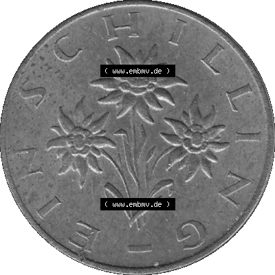Österreich 1 / Ein Schilling in Graustufen 1959-2001, 1 Schilling 1974 (Stück 1), Ein Shilling Edelweiß Graustufen Sammlung