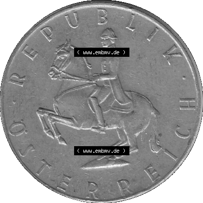 5 / Fünf Schilling Österreich in s/w Schwarzweiß bzw. Graustufen Farbgebung von Scanner transparenten PNG 1968-2001, 5 Schilling... Sammlung