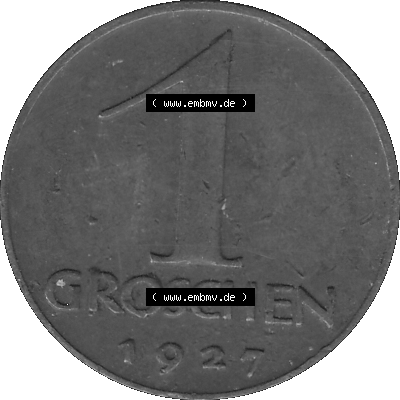 1 / Ein Groschen Österreich in s/w Schwarzweiß bzw. Graustufen Farbgebung von Scanner transparenten PNG 1925-1938, 1-Ein Groschen,... Sammlung