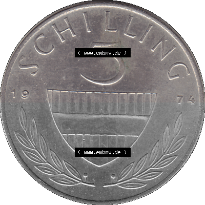 5 / Fünf Schilling Österreich in original Farbgebung von Scanner transparenten PNG 1968-2001, 5 Schilling 1974 (Stück 1), Reiter... Sammlung