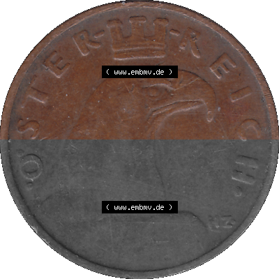 1 / Ein Groschen Österreich in original Farbgebung von Scanner transparenten PNG 1925-1938, 1-Ein Groschen, Adlerkopf mit Mauerkrone... Sammlung