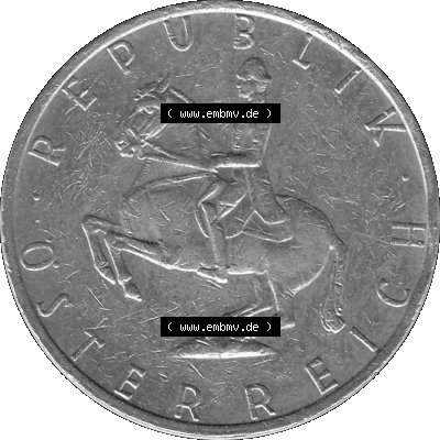 5 / Fünf Schilling Österreich in s/w Schwarzweiß bzw. Graustufen Farbgebung von Scanner transparenten PNG 1968-2001, 5 Schilling... Sammlung