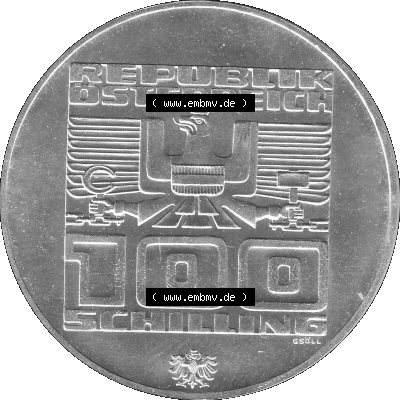 100 / Einhundert Schilling Österreich in s/w Schwarzweiß bzw. Graustufen Farbgebung von Scanner transparenten PNG 1976-1976,... Sammlung