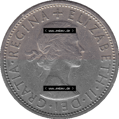 Alte Münze Großbritannien, Bild in Farbe bzw. Color PNG-Grafik, Umlaufmünze aus dem Zeitraum 1954-1970, 2 Schilling-Florin,... Sammlung
