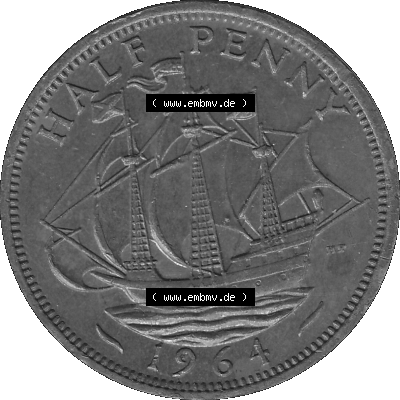 Großbritannien Umlaufmünze Half Penny, 1/2 Pence 1954-1970, Half Penny, Halber Pence 1964 (Stück 1), Elisabeth II. - Schriftzug... Sammlung