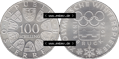 100 / Einhundert Schilling Österreich auf original farbigen transparenten PNG-Bild 1976-1976, 100 Hundert Schilling, Emblem der... Sammlung
