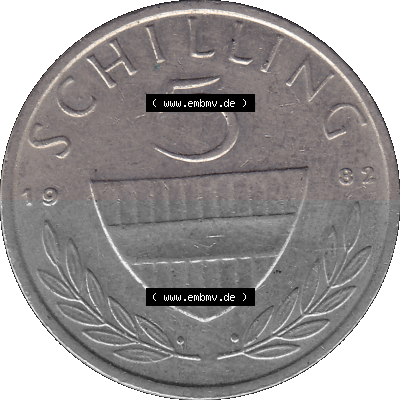 5 / Fünf Schilling Österreich in original Farbgebung von Scanner transparenten PNG 1968-2001, 5 Schilling 1982 (Stück 1), Reiter... Sammlung