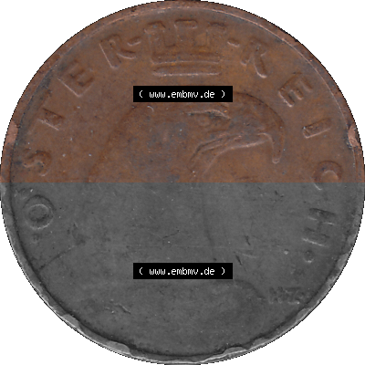 1 / Ein Groschen Österreich in original Farbgebung von Scanner transparenten PNG 1925-1938, 1-Ein Groschen, Adlerkopf mit Mauerkrone... Sammlung