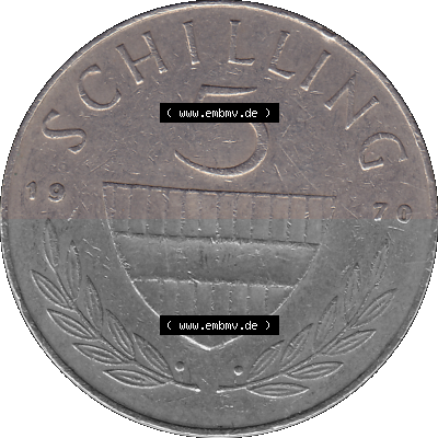 5 / Fünf Schilling Österreich in original Farbgebung von Scanner transparenten PNG 1968-2001, 5 Schilling 1970 (Stück 1), Reiter... Sammlung