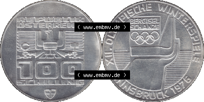 100 / Einhundert Schilling Österreich auf original farbigen transparenten PNG-Bild 1976-1976, 100 Hundert Schilling, Skisprungschanze... Sammlung