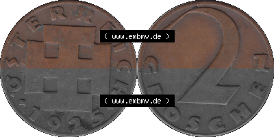 2 / Zwei Groschen Österreich in original Farbgebung von Scanner transparenten PNG 1925-1938, 2 Zwei Groschen, Krückenkreuz 1925... Sammlung