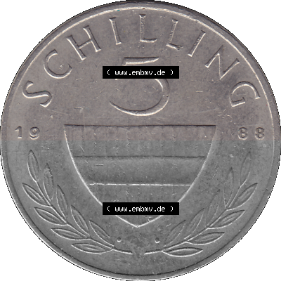 5 / Fünf Schilling Österreich in original Farbgebung von Scanner transparenten PNG 1968-2001, 5 Schilling 1988 (Stück 1), Reiter... Sammlung