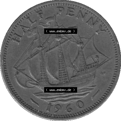 Großbritannien Umlaufmünze Half Penny, 1/2 Pence 1954-1970, Half Penny, Halber Pence 1960 (Stück 1), Elisabeth II. - Schriftzug... Sammlung