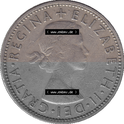 Alte Münze Großbritannien, Bild in Farbe bzw. Color PNG-Grafik, Umlaufmünze aus dem Zeitraum 1954-1970, 2 Schilling-Florin,... Sammlung