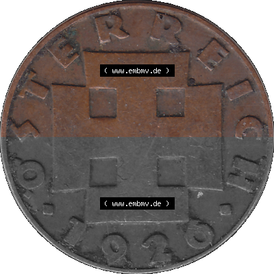 2 / Zwei Groschen Österreich in original Farbgebung von Scanner transparenten PNG 1925-1938, 2 Zwei Groschen, Krückenkreuz 1926... Sammlung