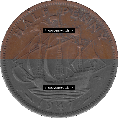 Großbritannien Umlaufmünze Half Penny, 1/2 Pence 1937-1948, Half Penny 1947 (Stück 1), George VI. GEORGIVS VI D-G-BR-OMN-REX... Sammlung