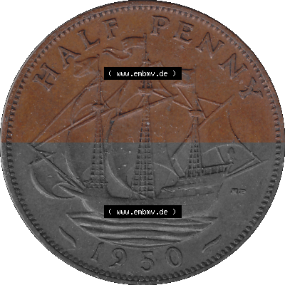 Großbritannien Umlaufmünze Half Penny 1949-1952, Half Penny 1950 (Stück 1), George VI. GEORGIVS VI D-G-BR-OMN-REX FIDEI DEF.HP Sammlung
